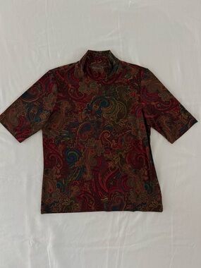 Appleseed’s Paisley Mock Neck Blouse Women’s Petite Small